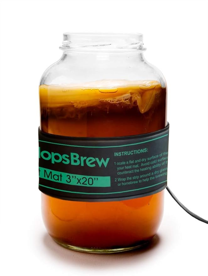 3"x20" Kombucha Wrap Around Fermentation Heating Strip or Seed Starting Heating Mat with Horizontal Thermometer