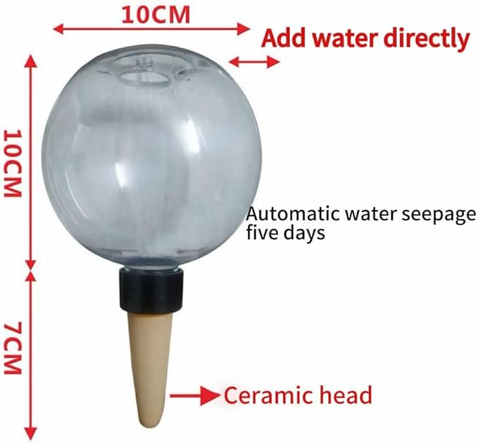 Komorebi Large Plant Watering Ball 17.6 oz- Top-Fill-Self Water Planter Indoor/Outdoor Plastic Slow-Release Water Ball Terracotta for Plants (4, Green)
