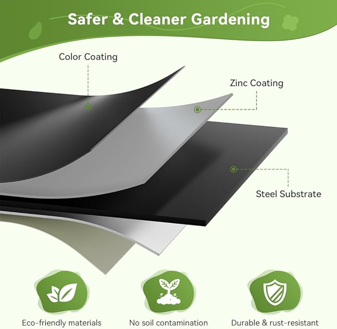 COMHOMA 2 Pack Round Raised Garden Bed 2x2x1ft,Galvanized Metal Planter Box Kit for Outdoor Gardening,Vegetable Flower Herb Growing Beds with Gloves Tools,Black