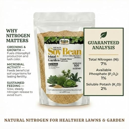 Old Cobblers Farm™ Wicked Organics Soy Bean Meal - Slow-Release Plant Nutrition for Strong Growth & Healthier Soil – (5 lbs | 10 lbs | 15 lbs | 20 lbs)(5lbs)