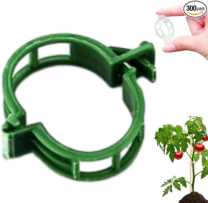 Secured Plastic Plant Support 100 Pcs, Garden Climbing Vine Fixing Clips, Upgraded Reusable Trellis Clips for Climbing Tomatoes (300, Green)