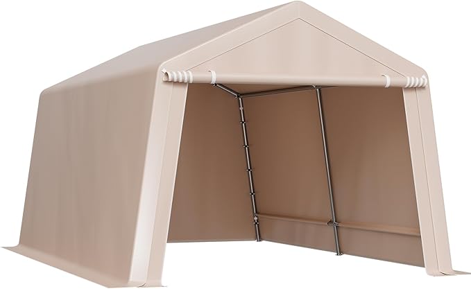 VEVOR 10x15 ft Instant Garage Portable Carport Car Canopy, Outdoor Portable Storage Shed with Roll-up Zipper Door and Ventilated Windows for Cars, Garden Tools
