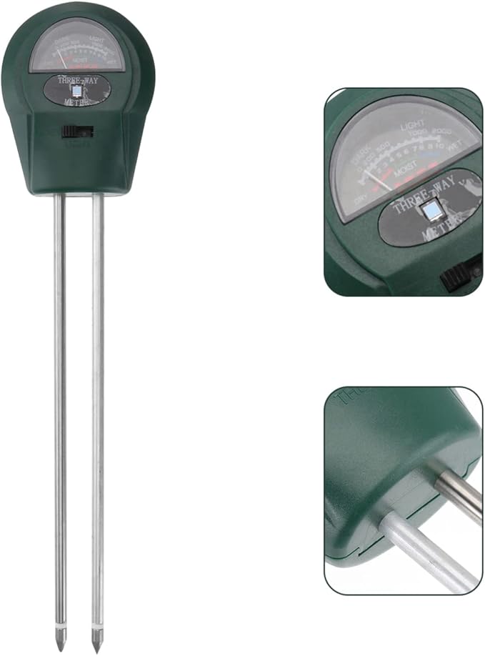 POPETPOP Soil Tester for Garden Farm Potted Plants Moisture Ph and Light Battery Lightweight Design for Use Fast Soil Light Test Tool