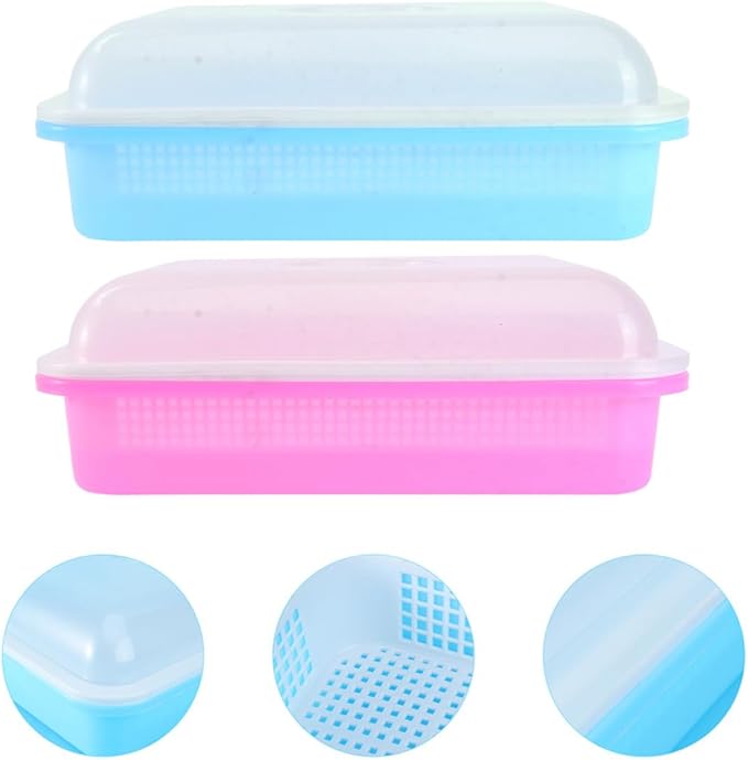 Vegetable Seedling Starter Trays with Lids, Cell Starter and Germination Trays Set for Indoor Gardening, Humidity Dome Covered Blue and Pink Nursery Pots for Plant Growth