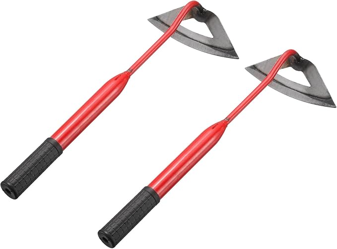 HARFINGTON 2pcs Garden Hollow Hoe 16.14" x 6.5" Steel Hoe Garden Tool Anti-Rust with Non-Slip Handle Edger Weeder Shovel for Backyard Loosening Farm Planting Weeding, Red
