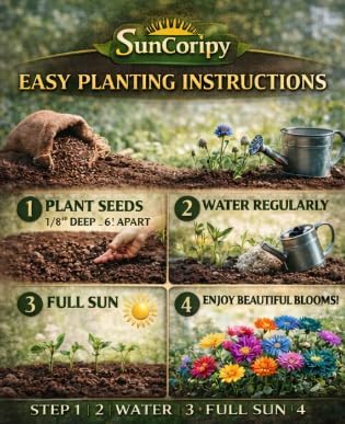 900 Pcs Cornflower Seeds (Centaurea cyanus) – Vibrant Wildflower Seeds for Pollinator Gardens, Butterfly & Bee Friendly, Annual Flower Seeds for Garden Borders, Pots, and Flower Beds (Dark Green)