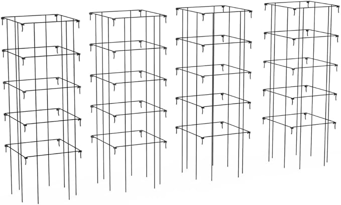 Gardener's Supply Company Super-Duty Tomato Cages | Stackable Plant Support for Indeterminate Tomatoes | Black - Set of 4