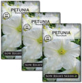 Sow Right Seeds - Snowball Petunia Seeds for Planting Outdoors - Non-GMO Heirloom Variety - Dwarf Flower - Easy to Grow White Petunias - Ideal for Flower Beds, Garden Borders, Containers (3)