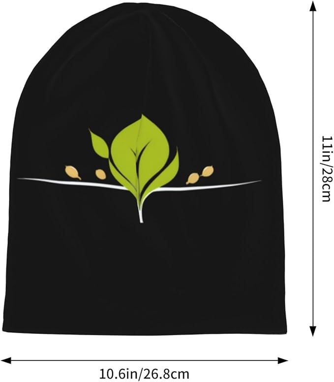 Seeds Sprouting Printed Adult Fashion Knitted Hat - Soft, Comfortable, and Breathable for Men and Women Black