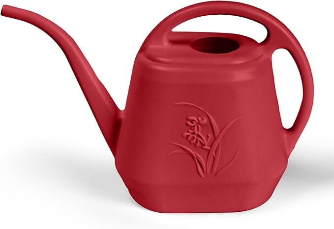 Grip Plastic Watering Can - for Indoor and Outdoor Plant - 1/2 Gallon - Wine Red