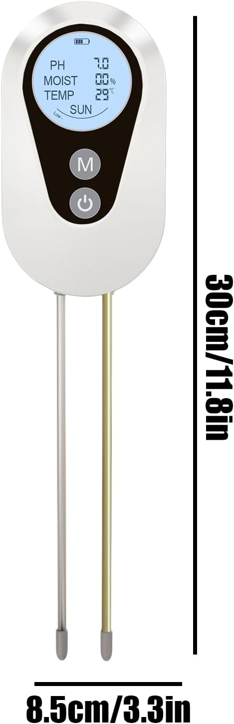 4-in-1 Soil Tester, Digital Soil Moisture, pH, Light, and Fertility Meter for Orchards, Farmlands, Potted Plants, Flowers, Fruits, Vegetables, Balcony Gardeners