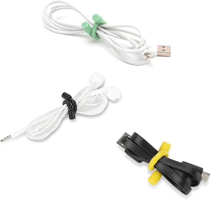 Gesipor 10 PCS 6-Inch Silicone Cable Ties - Reusable Rubber Twist Ties Bendable Cable Ties for Bundling and Holding, All Purpose Cord Tie for Indoor and Outdoor (5 Colors)