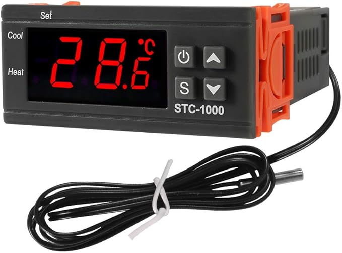 Digital LCD Temperature Controller 10A DC 24V Thermostat STC-1000 1m NTC Sensor Thermostat Regulator Heater Cooler 2 Relay Output(24V)