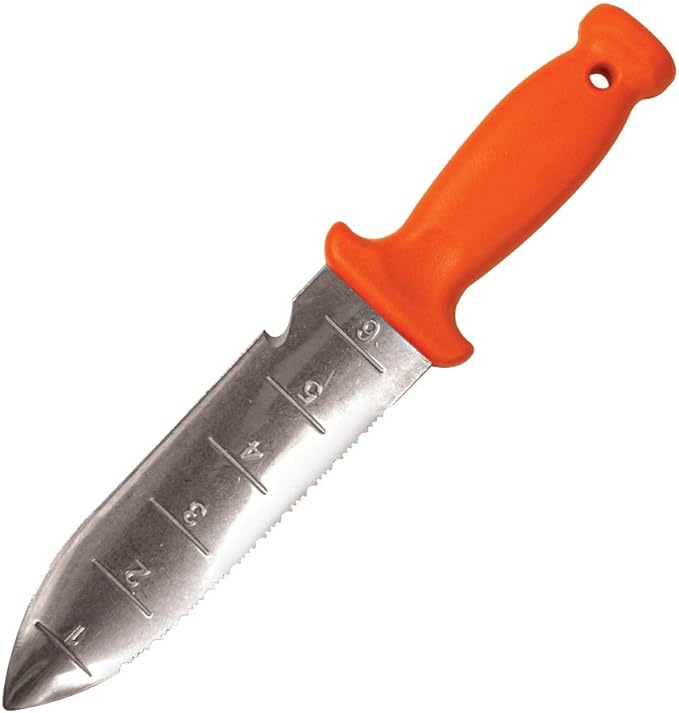 A.M. Leonard Deluxe Soil Knife & Leather Sheath Combo – Hori Hori w/ 6-Inch Stainless Steel Blade