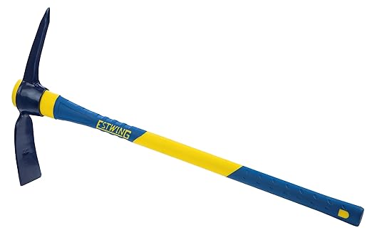 Estwing 5-Pound Pick Mattock with 36-Inch Fiberglass Handle, Drop-Forged Heat-Treated Head for Breaking Hard Ground, Hoeing Rocky Soil, and Digging in Tight Spaces