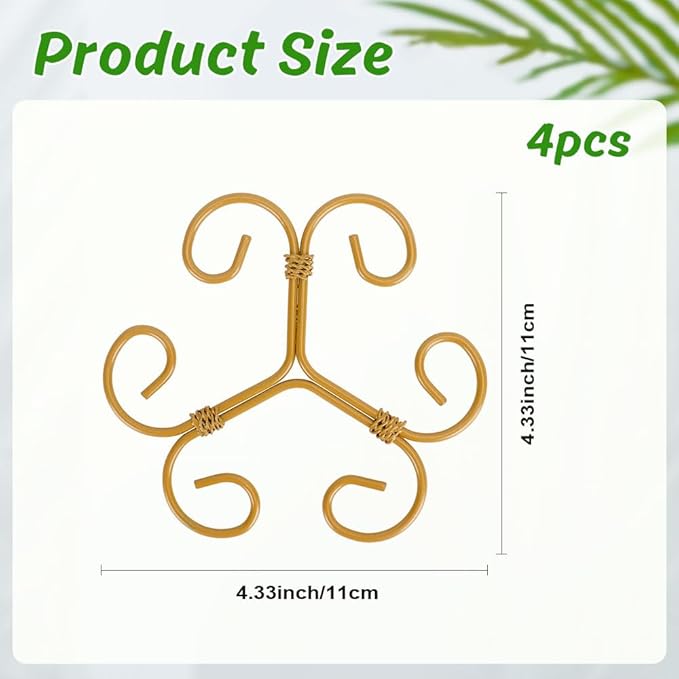 Iron Monstera Support, 4 PCS Plant Stem Support Plant Support Stakes for Indoor Plants and Flowers Stable Plant Stakes and Supports Turtle Shell Bamboo Clamp Set for Thriving Growth
