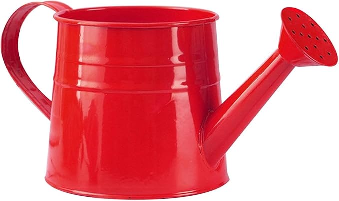 Tinplate Watering Kettle, 1L Metal Garden Watering Can, Vintage Sprinkling Can for Flowers, Indoor & Outdoor Plants, Lawn & Garden Irrigation Tool (Red)