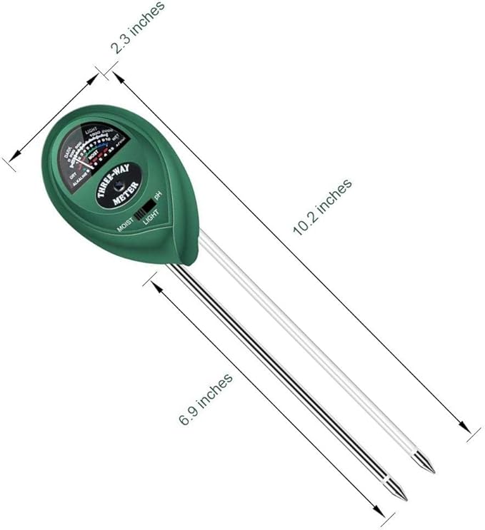 Soil Meter, 3-in-1 Soil Moisture Sunlight pH Tester, No Battery Needed, Soil Hygrometer Moisture Sensor Plant Tester Kits Indoor & Outdoor(Home, Lawn, Garden, Farm)
