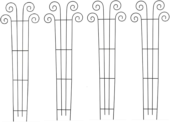 Hosley's 48 Inch High Set of 4 Wave Iron Trellis Ideal Gift for Floral Arrangements Wedding or Party and Use Next to Structures Home or Office or in Planters for Growing Plants Vines and Vegetables