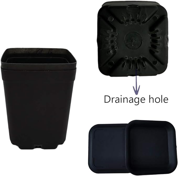 OJYUDD 24 Pack 3 Inch Black Nursery Pot Flower Pots Square Plastic Plant Pot Plastic Starter Pots with Saucer Basket Indoor Outdoor for Your Room,Garden Office and Balcony Decor