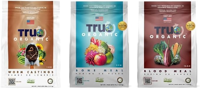 True Organic Worm Castings + Blood Meal + Bone Meal Bundle - CDFA, OMRI Listed for Organic Gardening – Organic Fertilizer Set