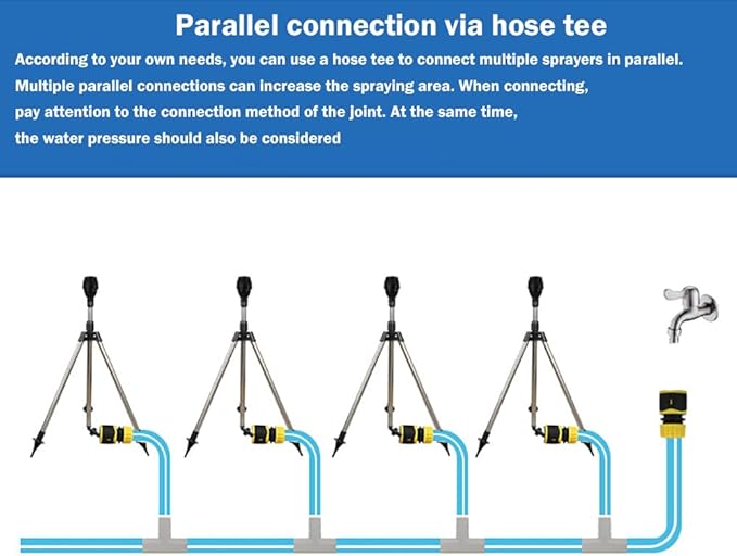 Impact Tripod Sprinkler, Rotating Tripod Sprinkler,360‑Degree Automatic Rotating Irrigation Watering, Tripod Telescopic Support for Lawn (1 PCS)