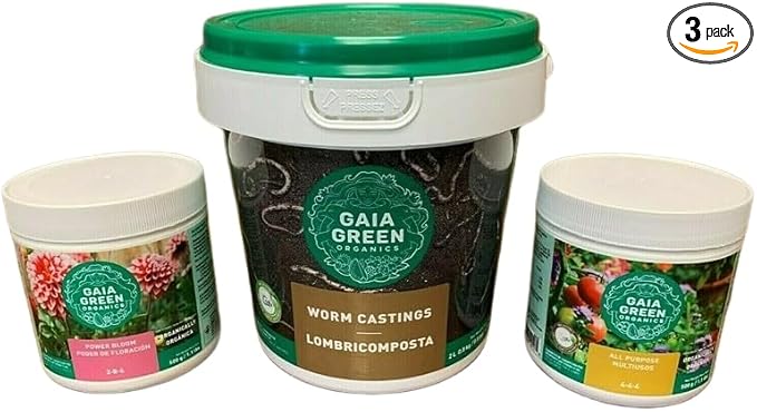 Gaia Green Combo - Power Bloom 2-8-4 500g, All Purpose 4-4-4 500g, & Worm Casting 2L
