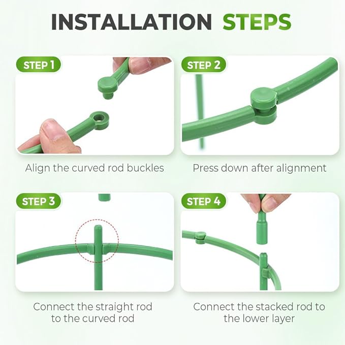 Plant Support Cage, Adjustable Height Garden Stakes for Tomato, Peony, Hydrangea, Snake Plant, Upgraded Thickened Half-Round Plant Supports for Indoor Outdoor Climbing Vegetables & Flowers (5)