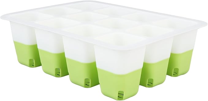 Yosoo Health Gear Plant Starting Tray 5 Packs Silicone Seed Starter Tray, Reusable Out Cells Indoor Plant Germination Tray for Vegetables Fruits Flowers, Flexible Plant Tray with Humidity Dome