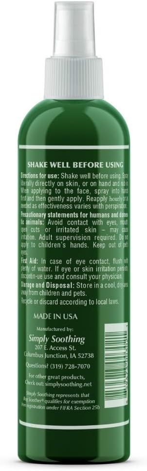 Bug Soother Natural Insect Repellent Spray (3 ct 4 oz. + 1 oz. Bonus Bottle) – DEET-Free Mosquito & Bug Spray – Family-Safe, Plant-Based Protection | for Mosquitoes, Gnats & No-See-Ums – Made in USA