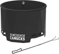 Blue Sky Outdoor Living NHL Vancouver Canucks 24” Steel Peak Patio Smokeless Fire Pit with Spark Screen Kit, Firewood and/or Wood Pellet Burning