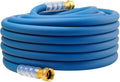 Heavy Duty Premium Garden Hose 75ft x 5/8", 300PSI Working, 1000PSI Burst, Hybrid Rubber Water Hose with Transparent Swivel Handle - Hot/Cold Water - Five Layered Braiding with Brass fittings (Blue)