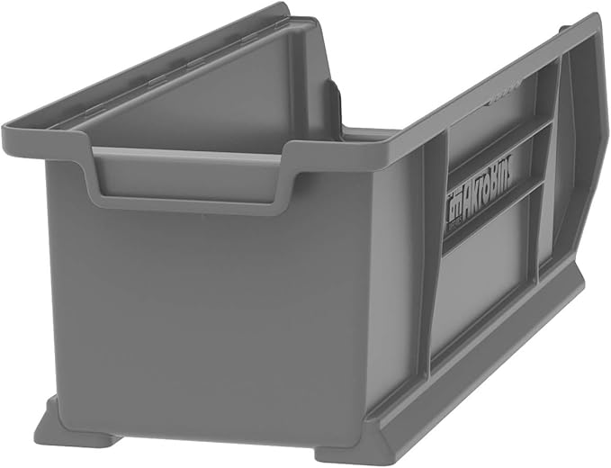 Akro-Mils 30284 Super-Size AkroBins Plastic Storage Bins, Space-Saving Stackable Bins for Garage, Classroom, Warehouse Organization, 24" L x 8" W x 7" H, Clear, 4-Pack