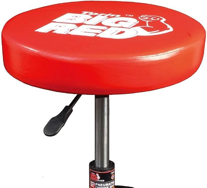 Big RED Rolling Mechanic Stool with Tool Tray, Pneumatic Garage Seat, Adjustable Height Form 17"-22",Storage Workshop Chair for Auto Repair