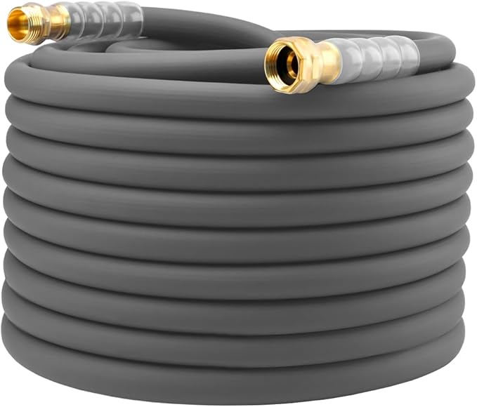 Heavy Duty Premium Garden Hose 125ft x 5/8", 300PSI Working, 1000PSI Burst, Hybrid Rubber Water Hose with Transparent Swivel Handle - Hot/Cold Water - Five Layered Braiding with Brass fittings (Grey)