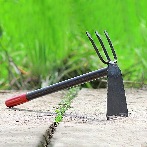 2 Pack Hand Garden Tools Set Hand Hoe and Cultivator Combo Carbon Steel Hand Tiller Hand Digger Pick Mattock Dual Headed Garden Hoes Weeding Tools for Loose Soil Outdoor Lawn