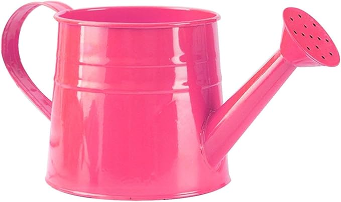 Tinplate Watering Kettle, 1L Metal Garden Watering Can, Vintage Sprinkling Can for Flowers, Indoor & Outdoor Plants, Lawn & Garden Irrigation Tool (Deep Pink)