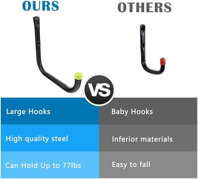 Garage Organization Hooks Heavy Duty Garage Storage Utility Wall Hooks Garden Tool Wall Hanger for Ladder Bike Shelf Hose Power Tool 6 Pack