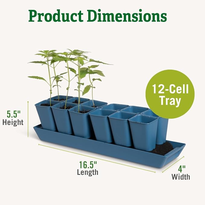 Gardener's Supply Company Gardener's Best® XL Seed Starting Kit | Durable and Reusable Self-Watering Deep Root Seed Starting Tray for Quick Germination - Blue