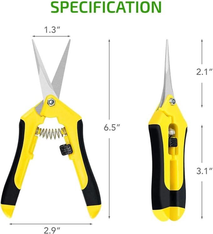 iPower 6.5 Inch Gardening Scissors Hand Pruner Pruning Shear for Gardening and Trimming, Heavy-Duty, Ultra Sharp Stainless Steel, Yellow, 2-Pack