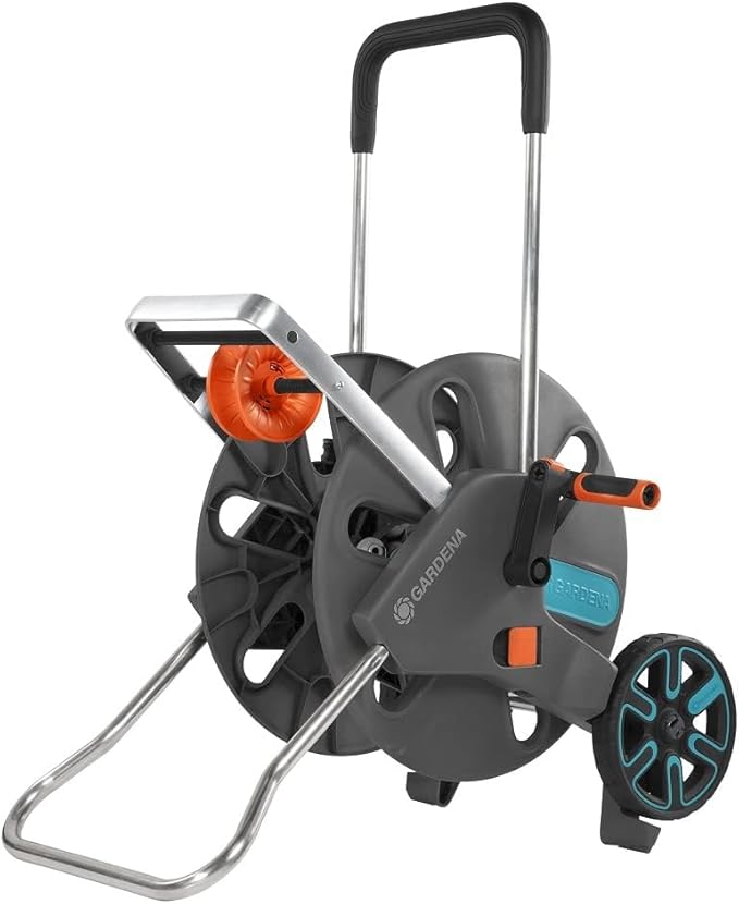 GARDENA (18520) CleverRoll (1/2" Large) Frost-Proof Hose Cart with Hose Guide, Comfortably fits 250' - 1/2” Hose, for Convenient Hose Storage and Watering, Hose Not Included
