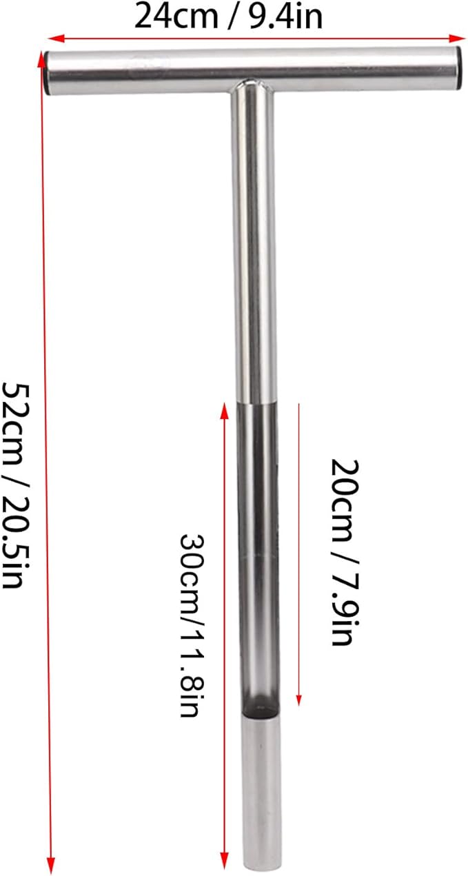 Soil Sampler Probe, Portable T Handle Soil Sampling Device Made of 304 Stainless Steel for Farm, Garden, Lawn (21in)
