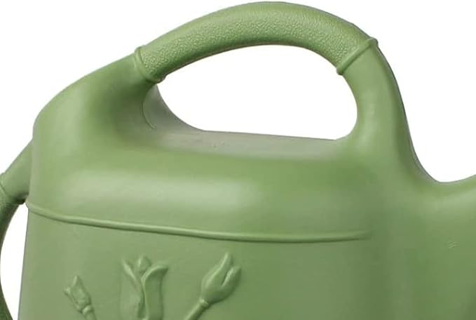Union Products 63066 2 Gallon Plastic Indoor/Outdoor Watering Can w/ Tulip Design for Garden, Potted Plants, & Patio Pots, Sage Green Color, 3 Pack