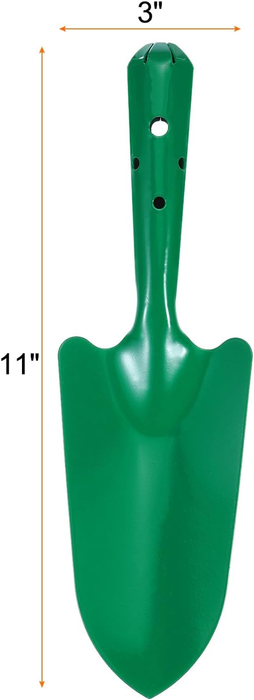 HARFINGTON 2pcs Mini Colorful Metal Hand Shovel 11" x 3" Digging Trowel Set Transplanting Garden Tools for Flower Soil Digging Planting Weeding Transplanting Garden, Green
