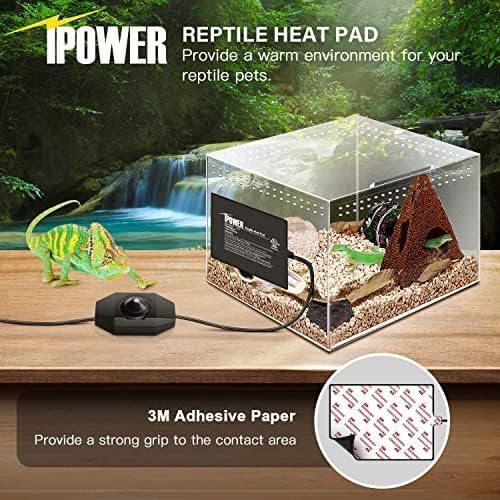 iPower 6x8 Inch Reptile Heating Pad with Adjustable Controller Knob, Under Tank Heater Mat for Turtles, Lizards, Snakes, Amphibians & Small Pets, 2 Pack