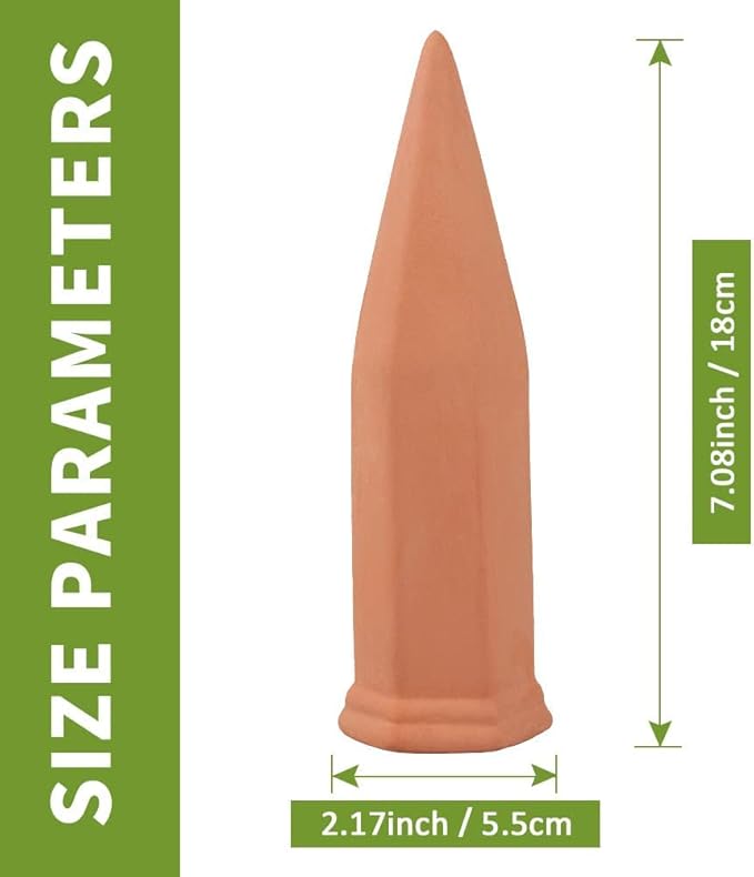 Tcamp 20 Pack Terracotta Watering Spikes, Plant Watering Devices Wine Bottle Automatic Plant Self Watering Spikes for Vacations, Self-Watering Stakes for Indoor Outdoor Plants