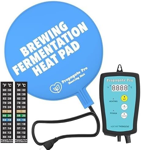 Brewing & Fermentation Heat Pad - 12" 25 Watts Sourdough Starter Warmer Mat, Beer & Wine Fermenting - Heating Mat for Kombucha Jar, Carboy, Glass Jar, Bucket, Fermentors with Heater Temp Strip (Black)