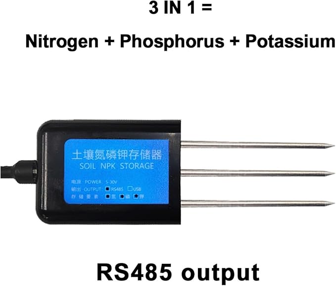 RS485 7 in 1 Soil Integrated Transmitter Temperature Humidity EC npk ph Soil Sensor(3 in 1 NPK Storage)