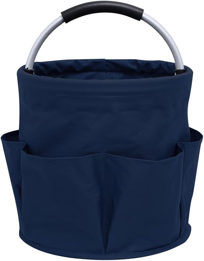 WOOHA Tool Organizers Bag 17L collapsible Tool Bag Laundry Organizer Outdoor Camping Garden Harvest Basket Foldable Sundry Organizer Basket (Navy Blue)