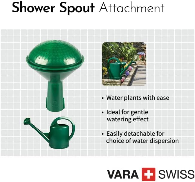 Consolidated Plastics Durable Swiss Watering Can with UV Protection, Ergonomic Handle for Indoor/Outdoor Gardening, Made in Switzerland (10 Liter, Green)